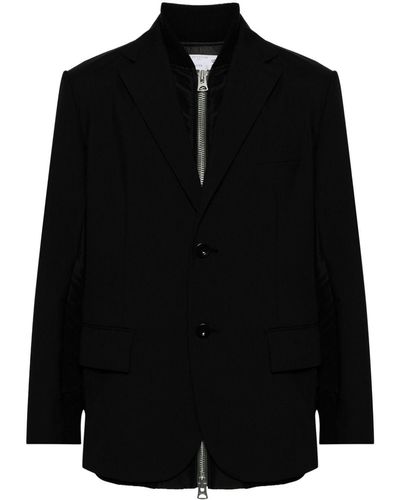 Sacai レイヤード シングルジャケット - ブラック
