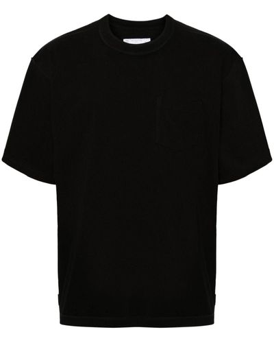 Sacai Drop-Shoulder Cotton T-Shirt - Black