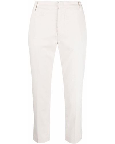 Dondup Cropped Slim Fit Trousers - White