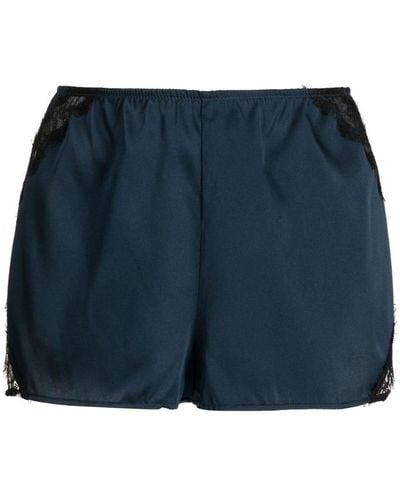 Kiki de Montparnasse Pantalones cortos de pijama con panel de encaje - Azul