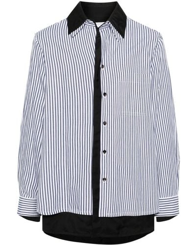 Bottega Veneta Layered-detail Striped Shirt - ブルー