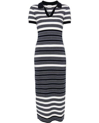 Claudie Pierlot Striped Split-neck Maxi Dress - Blue