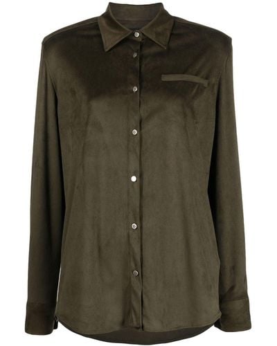 John Richmond Long-sleeved Velvet Shirt - Green
