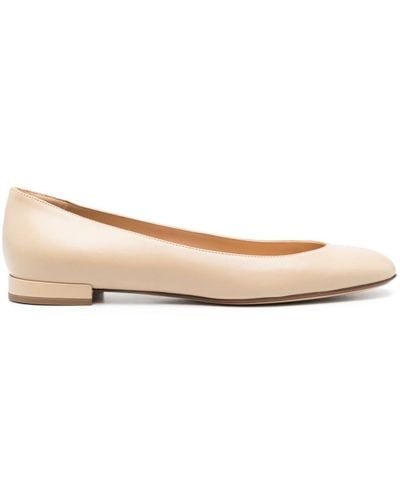 Francesco Russo Leather Ballerina Shoes - Natural
