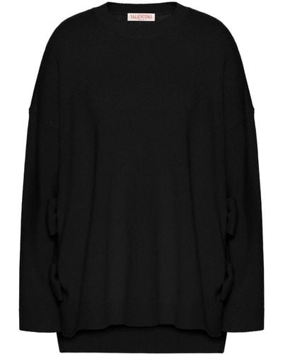 Valentino Garavani Drop-shoulder Virgin-wool Sweater - Black