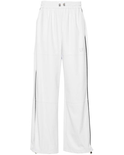 Liu Jo Perforated-logo Faux-leather Trousers - White