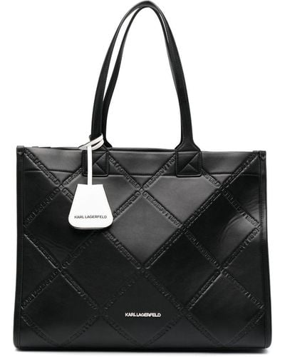 Karl Lagerfeld Large K/skuare Logo-embossed Tote Bag - Black