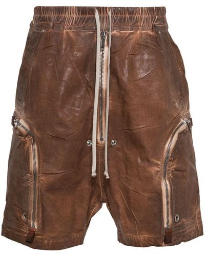 Rick Owens Cotton Coated Shorts - Brown