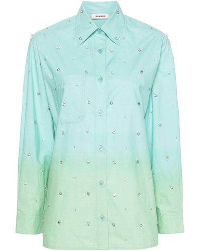 Sandro Crystal-embellished Gradient Shirt - Green