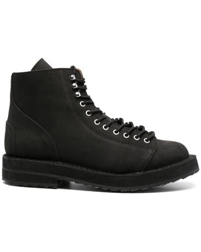 Yohji Yamamoto Lace-up Leather Ankle Boots - Black