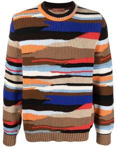 Missoni Abstract-pattern Ribbed-knit Sweater - Blue