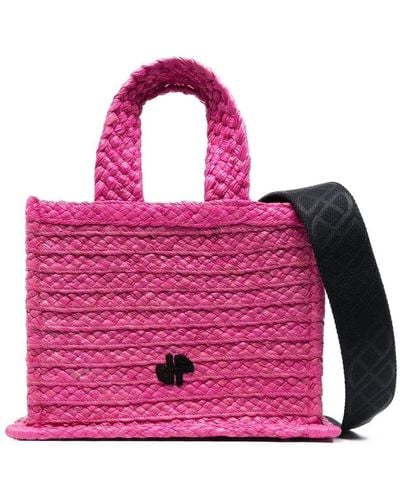 Patou Logo-patch Raffia Bag - Pink