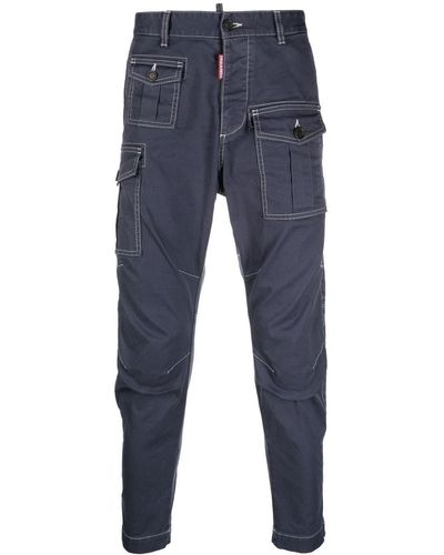 DSquared² Pantalones tipo cargo con franjas del logo - Azul