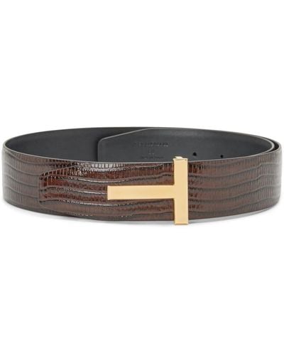 Tom Ford T-buckle Leather Belt - Brown