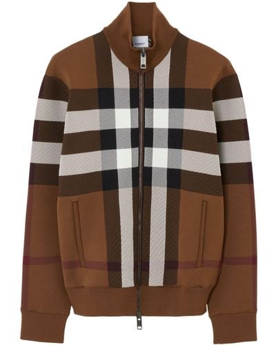 Burberry Check Bomber Jacket - Brown