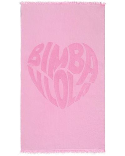 Bimba Y Lola Logo-jacquard Cotton Beach Towel - Pink
