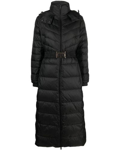 Twin Set Hooded Belted Puffer Coat - Black