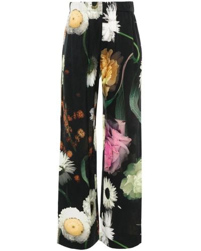Stine Goya Hose mit Blumenmuster - Schwarz