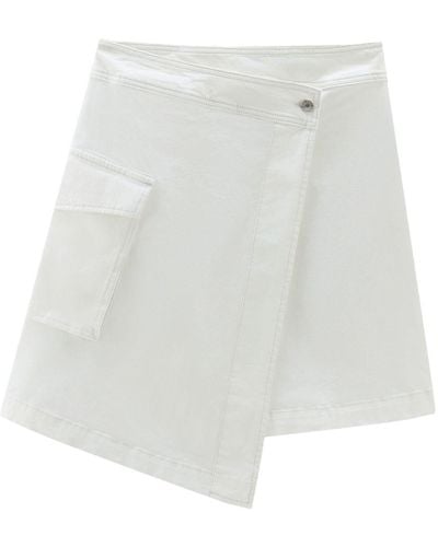 Woolrich Cotton-twill Wrap Miniskirt - White