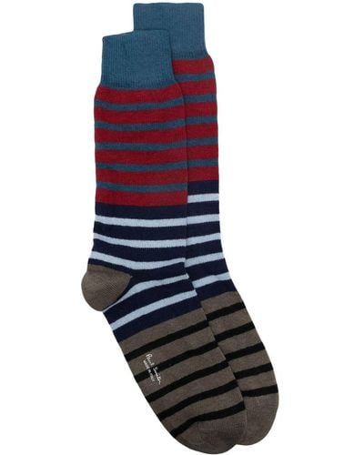 Paul Smith Fine-knit Striped Ankle Socks - Red