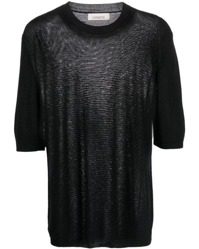 Laneus Short-sleeve Bemberg Sweatshirt - Black