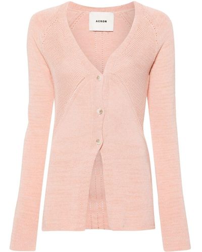 Aeron V-neck Knitted Cardigan - Pink