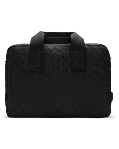 Burberry Checked-jacquard Briefcase - Black
