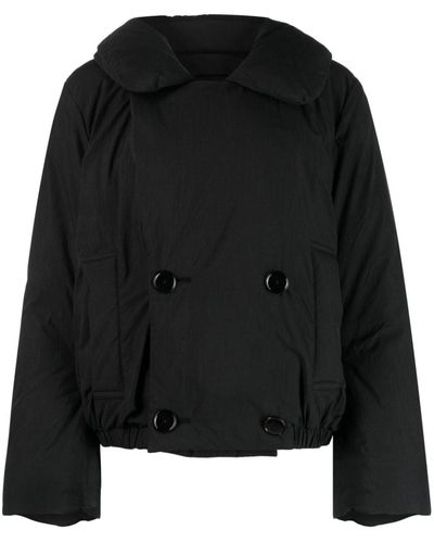 Lemaire Down Jacket With Wide Lapels - Black