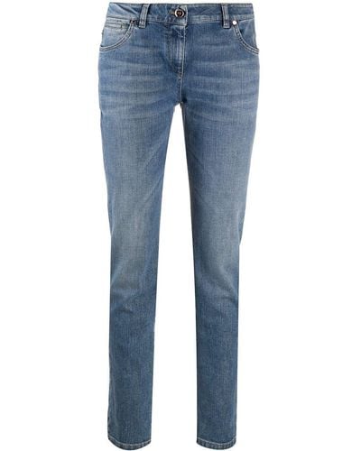 Brunello Cucinelli Jean droit à taille haute - Bleu