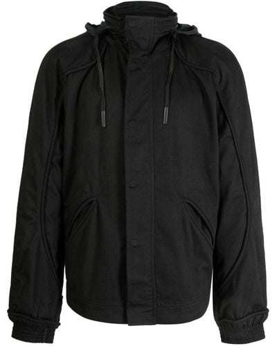 McQ Plain Cotton Hooded Jacket - Black