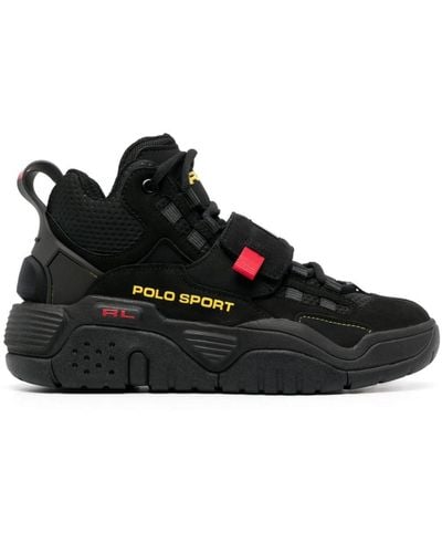 Polo Ralph Lauren Panelled High-top Trainers - Black