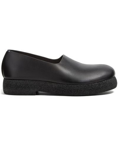 Zegna Slip-on Leather Loafers - Black