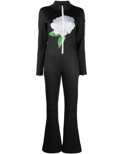 Cynthia Rowley Floral-print Flared Jumpsuit - Black