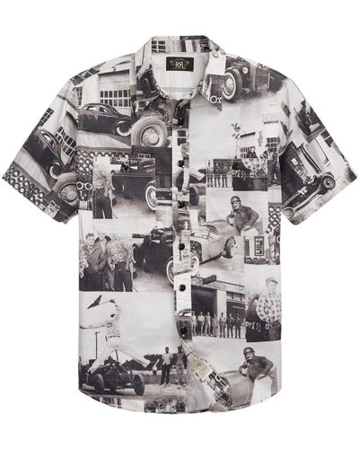RRL Katoenen Overhemd Met Print - Grijs