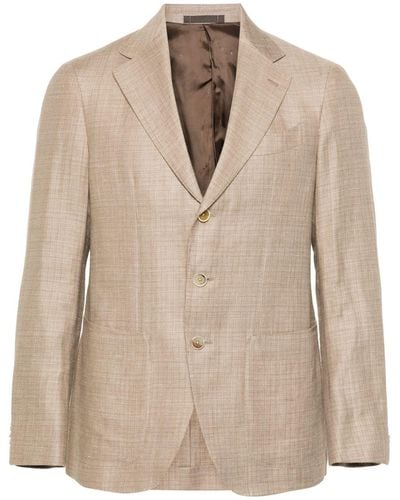 Caruso Notched-lapel Single-breasted Blazer - Natural