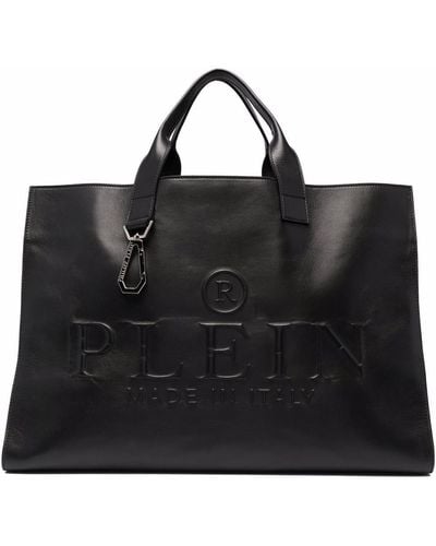 Philipp Plein Logo-debossed Leather Tote Bag - Black