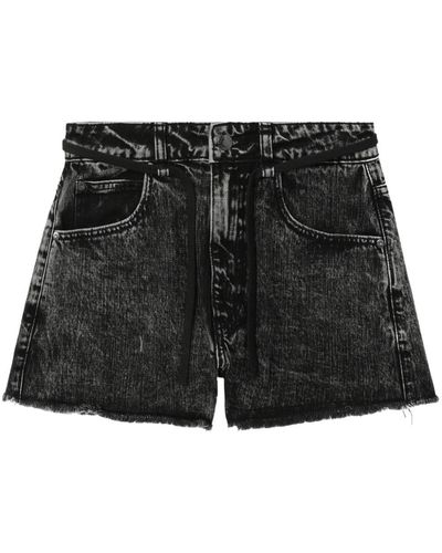 Izzue Jeans-Shorts mit Logo-Print - Schwarz