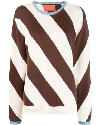 La DoubleJ Veneziana Striped Cotton Jumper - Brown