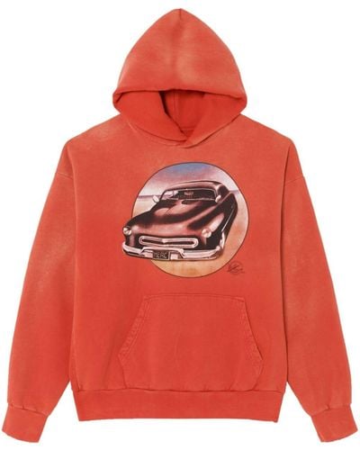 RE/DONE 51 Merc Graphic-print Cotton Hoodie - Red