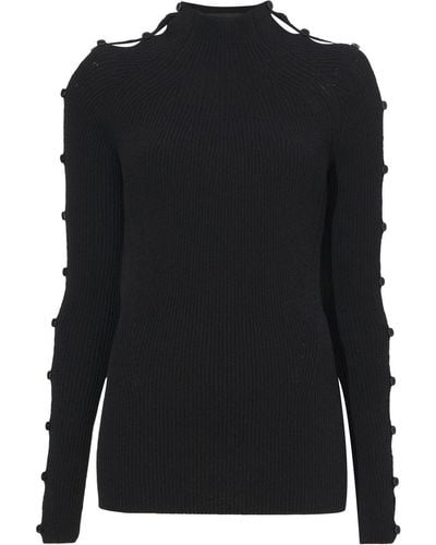 Proenza Schouler Micro-rib Button-embellished Sweater - Black