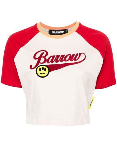 Barrow T-shirt en coton à logo floqué - Rouge