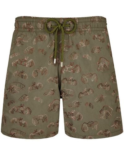 Vilebrequin Hermit Crabs-embroidered Swim Shorts - Green
