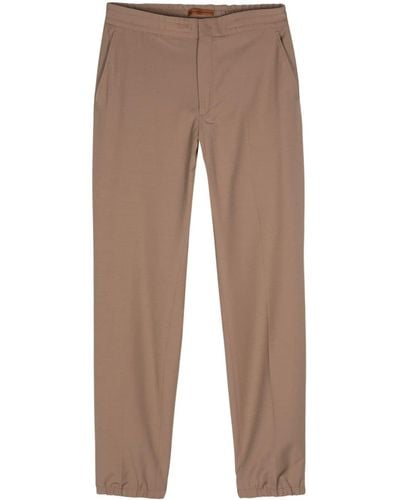 Zegna Pressed-crease Straight-leg Trousers - Brown