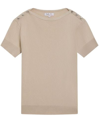 agnès b. Badiane Cotton T-shirt - Natural