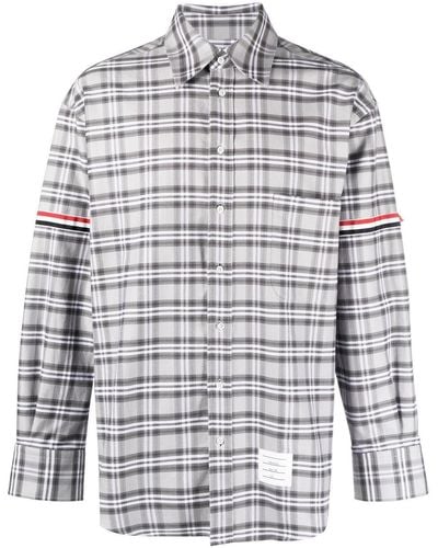 Thom Browne Plaid-check Print Shirt - Grey
