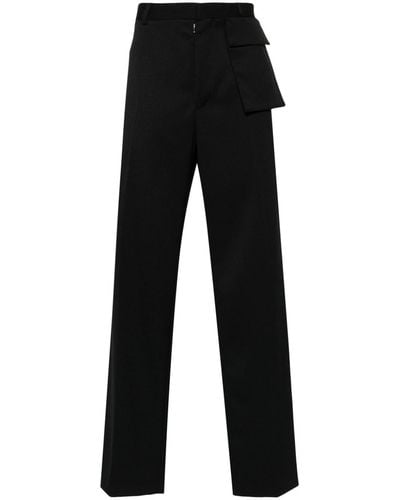 MM6 by Maison Martin Margiela Logo-Embroidered Straight-Leg Tailored Trousers - Black
