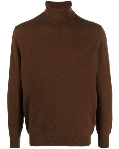 Zanone Roll-neck Wool-blend Sweater - Brown