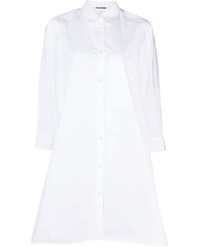 Jil Sander Robe-chemise à coupe trapèze - Blanc