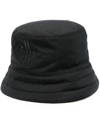 3 MONCLER GRENOBLE Rubberised-logo Bucket Hat - ブラック