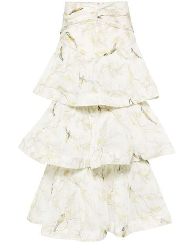 Zimmermann White Pleated Tiered Skirt - Women's - Cotton/polyester